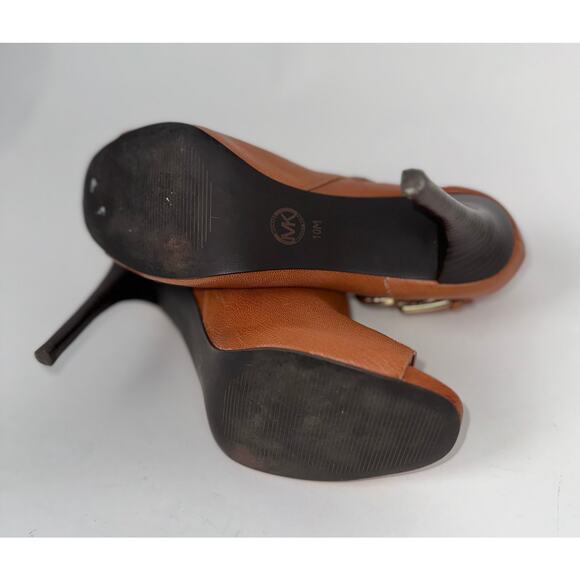 Michael Kors Tan Leather Peep Toe Booties - Picture 7 of 7
